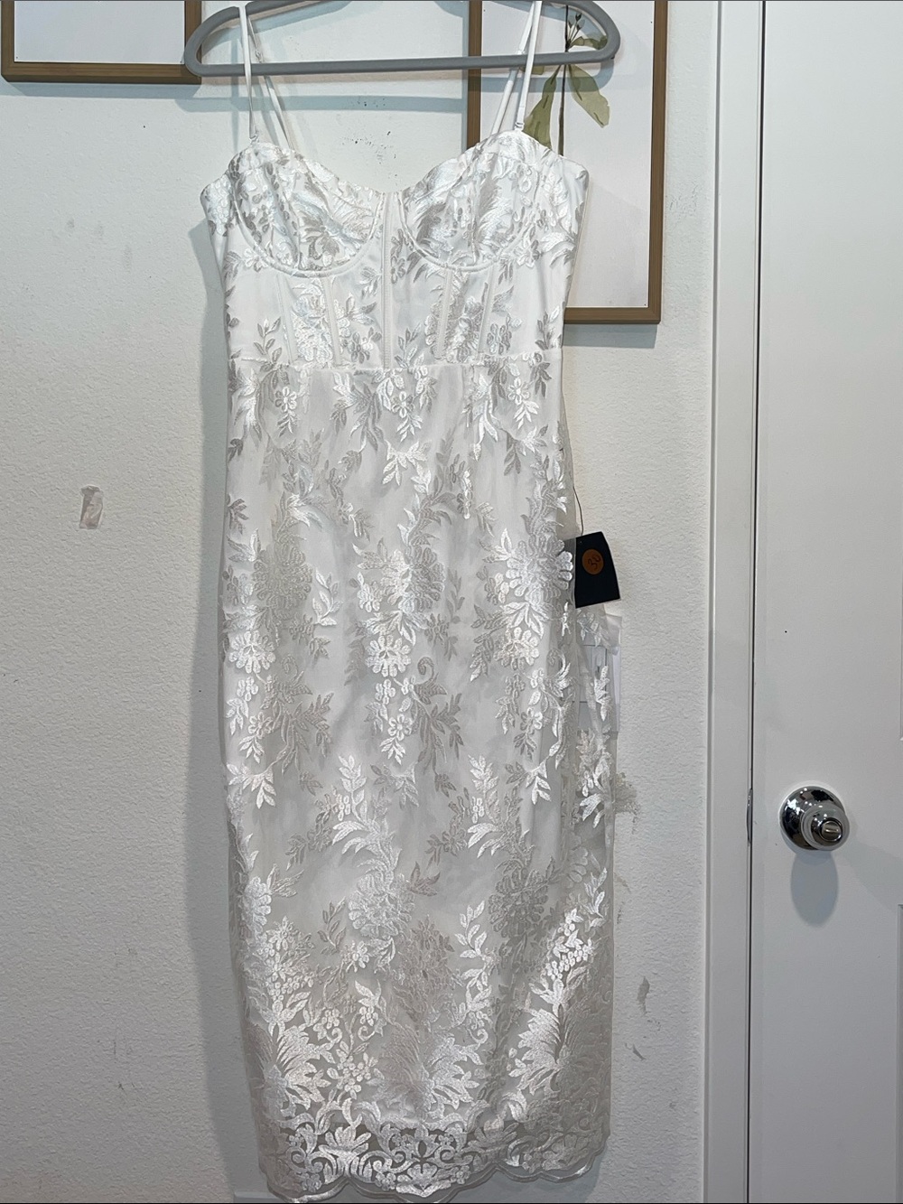 White Lace Slip Dress with Floral Embroidery